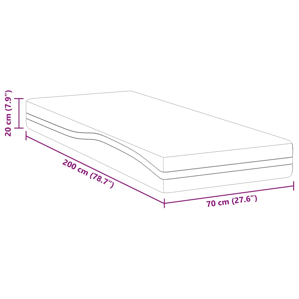 vidaXL Materac Biały i czarny 70 x 200 cm Tkanina żakardowa