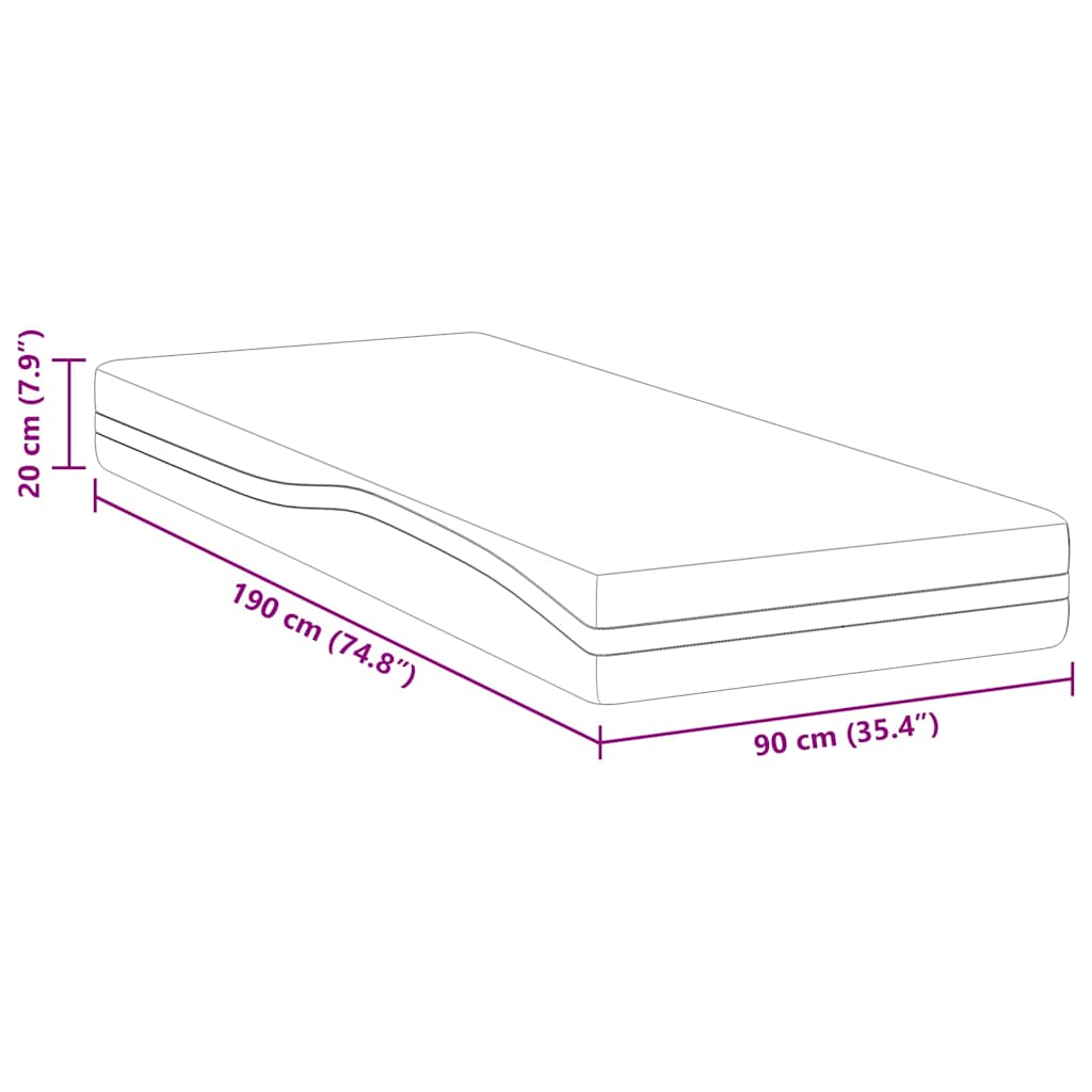 vidaXL Materac Biały i czarny 90 x 190 cm Tkanina żakardowa