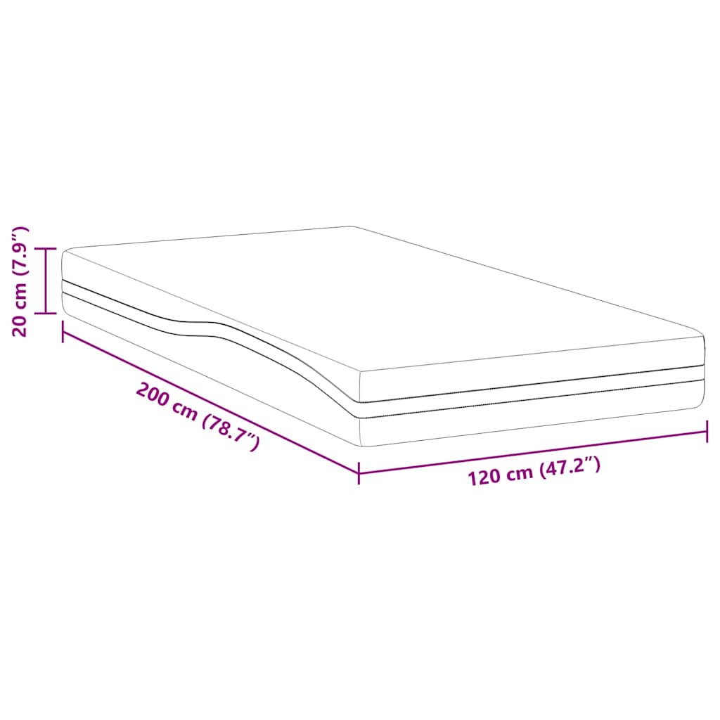 vidaXL Materac Biały i czarny 120 x 200 cm Tkanina żakardowa