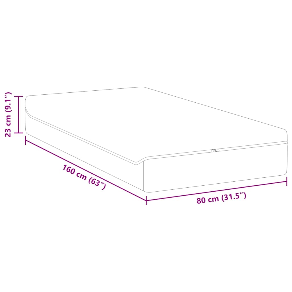 vidaXL Materac Biały i szary 80 x 160 cm Tkanina żakardowa