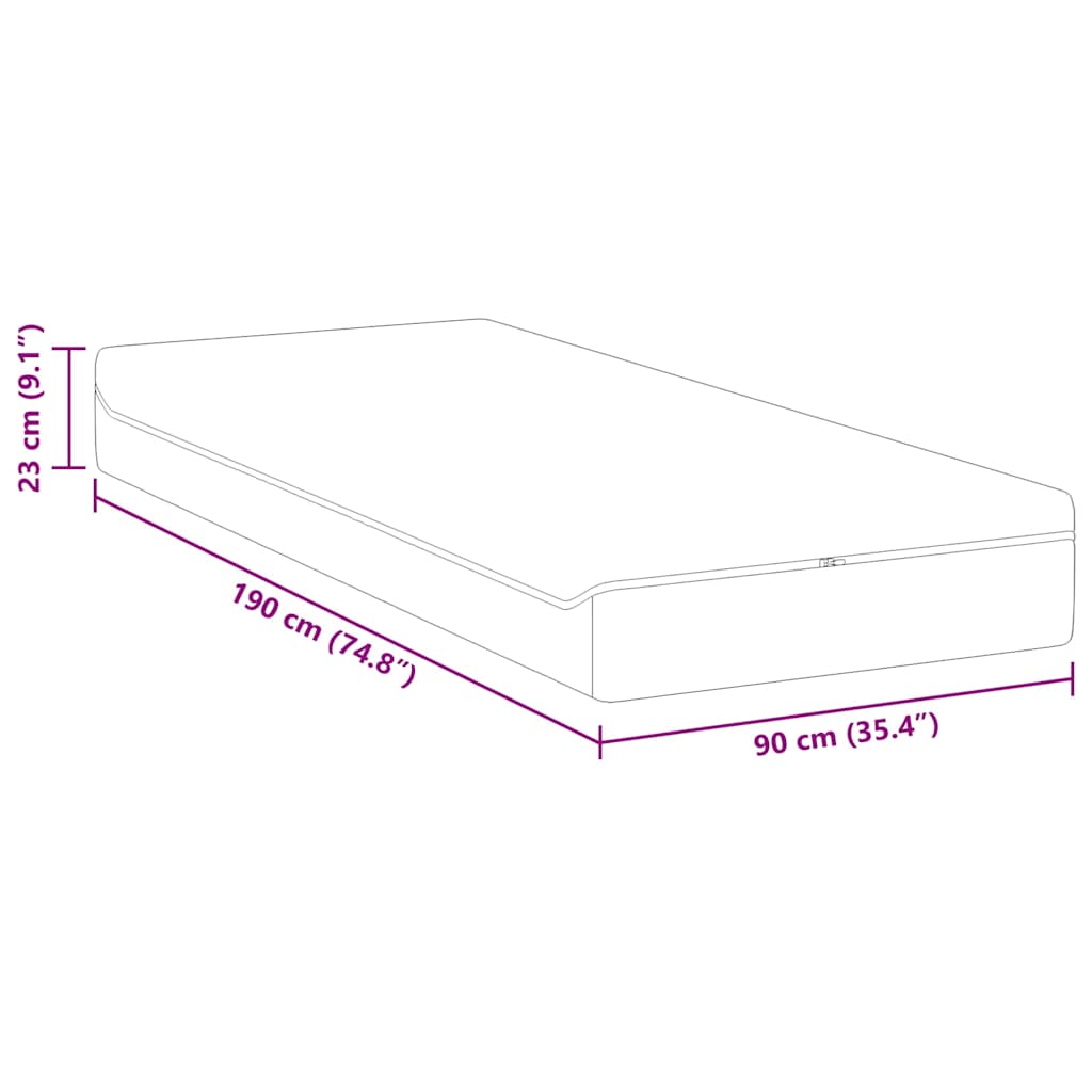 vidaXL Materac Biały i szary 90 x 190 cm Tkanina żakardowa