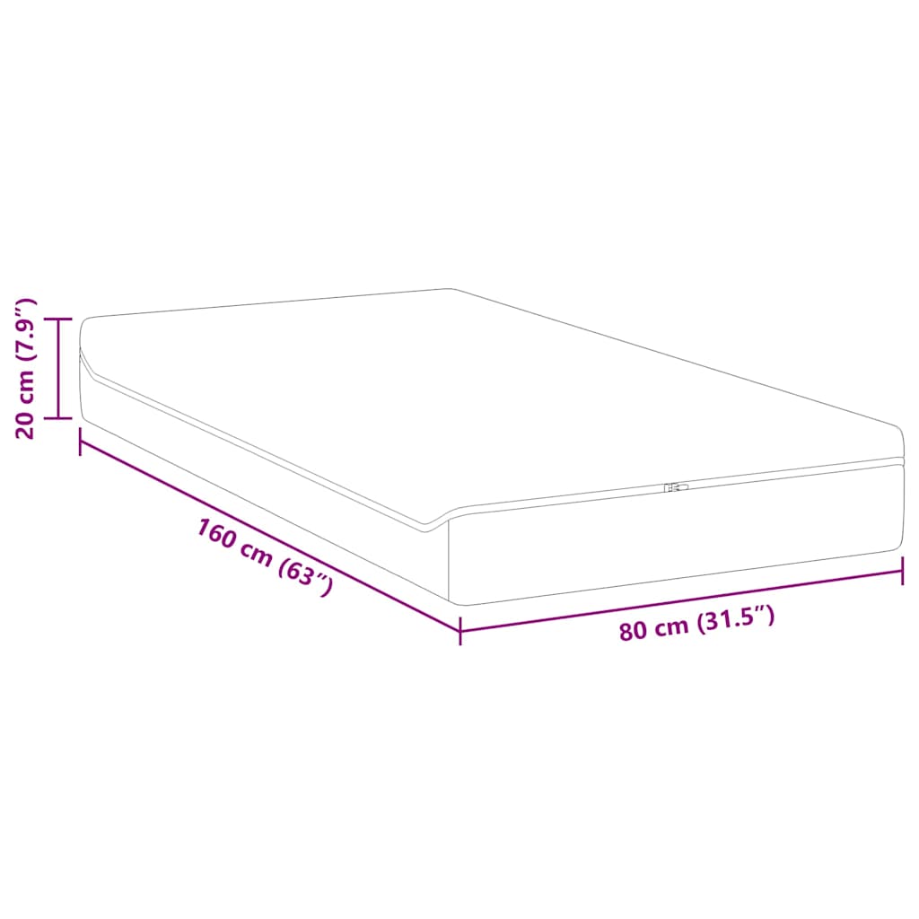 vidaXL Materac Średnio miękki 80 x 160 cm Biały i szary