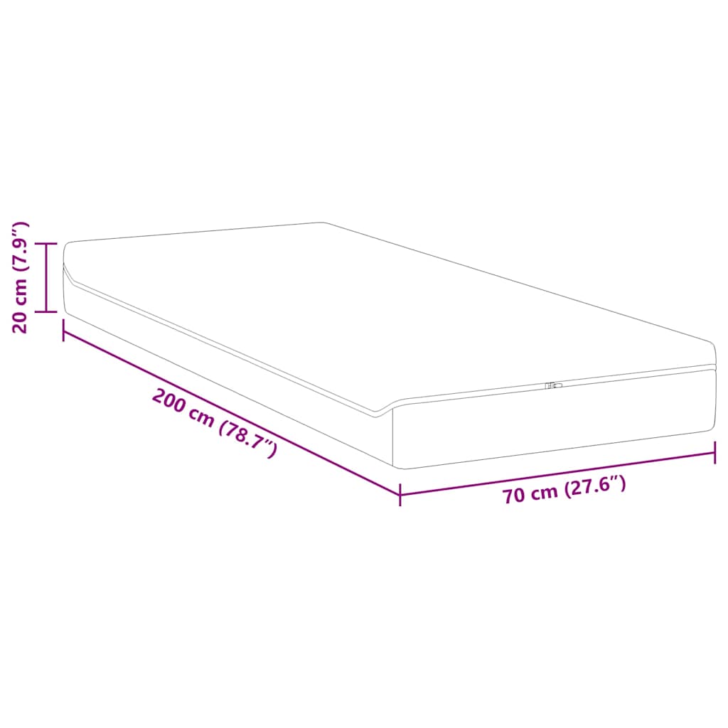 vidaXL Materac Biały i szary 70 x 200 cm Tkanina żakardowa