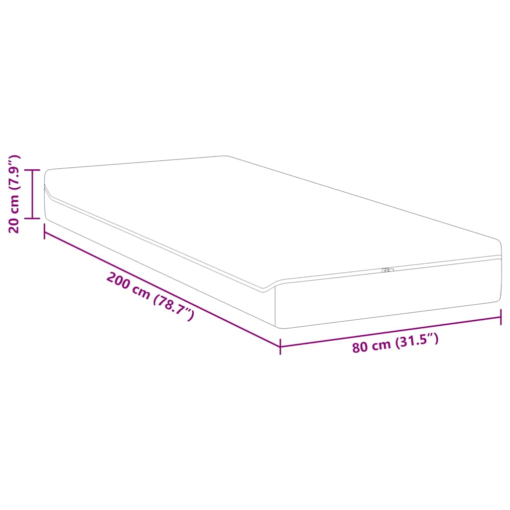 vidaXL Materac Biały i szary 80 x 200 cm Tkanina żakardowa