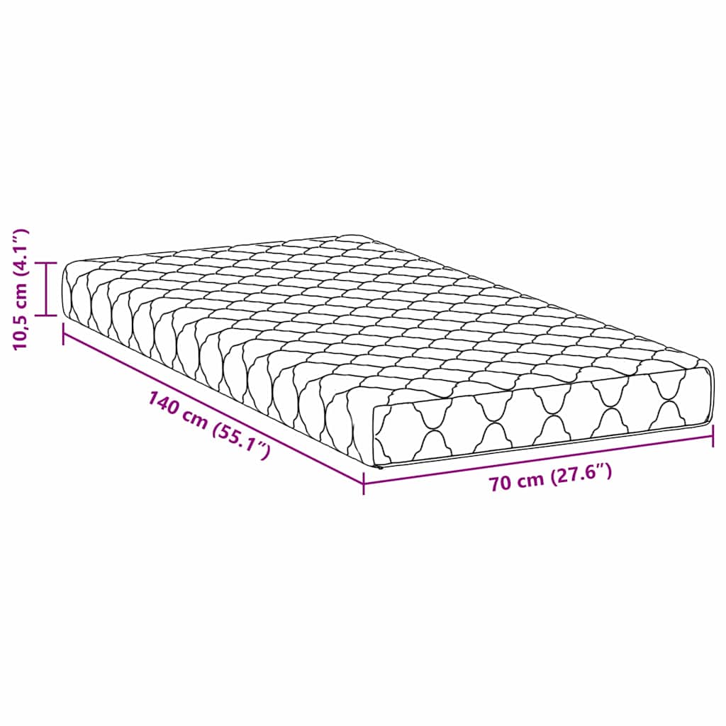 vidaXL Materac Biały 70 x 140 cm Tkanina żakardowa