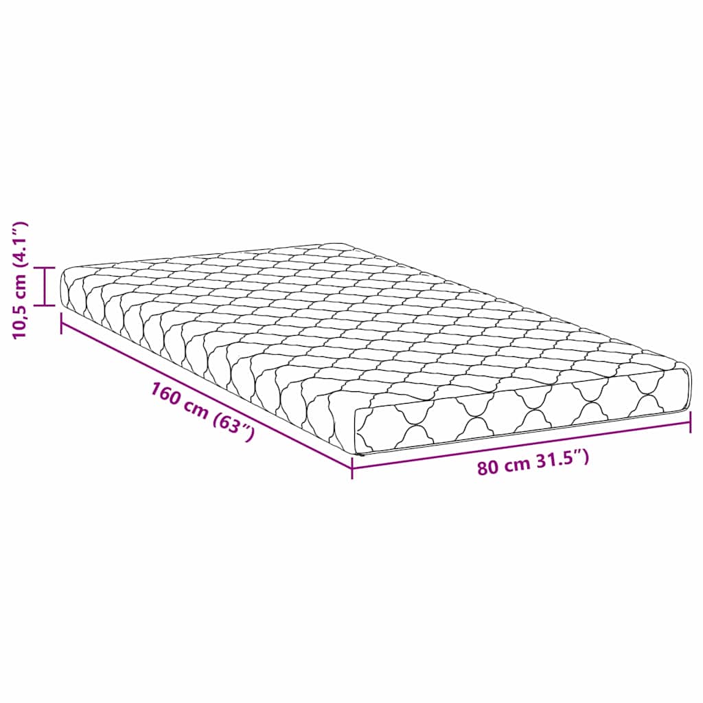 vidaXL Materac Biały 80 x 160 cm Tkanina żakardowa
