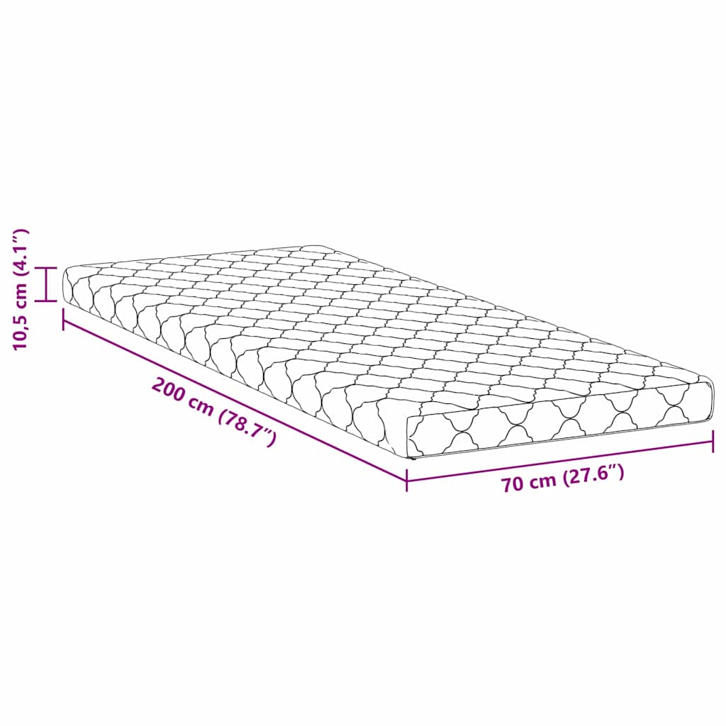 vidaXL Materac Biały 70 x 200 cm Tkanina żakardowa