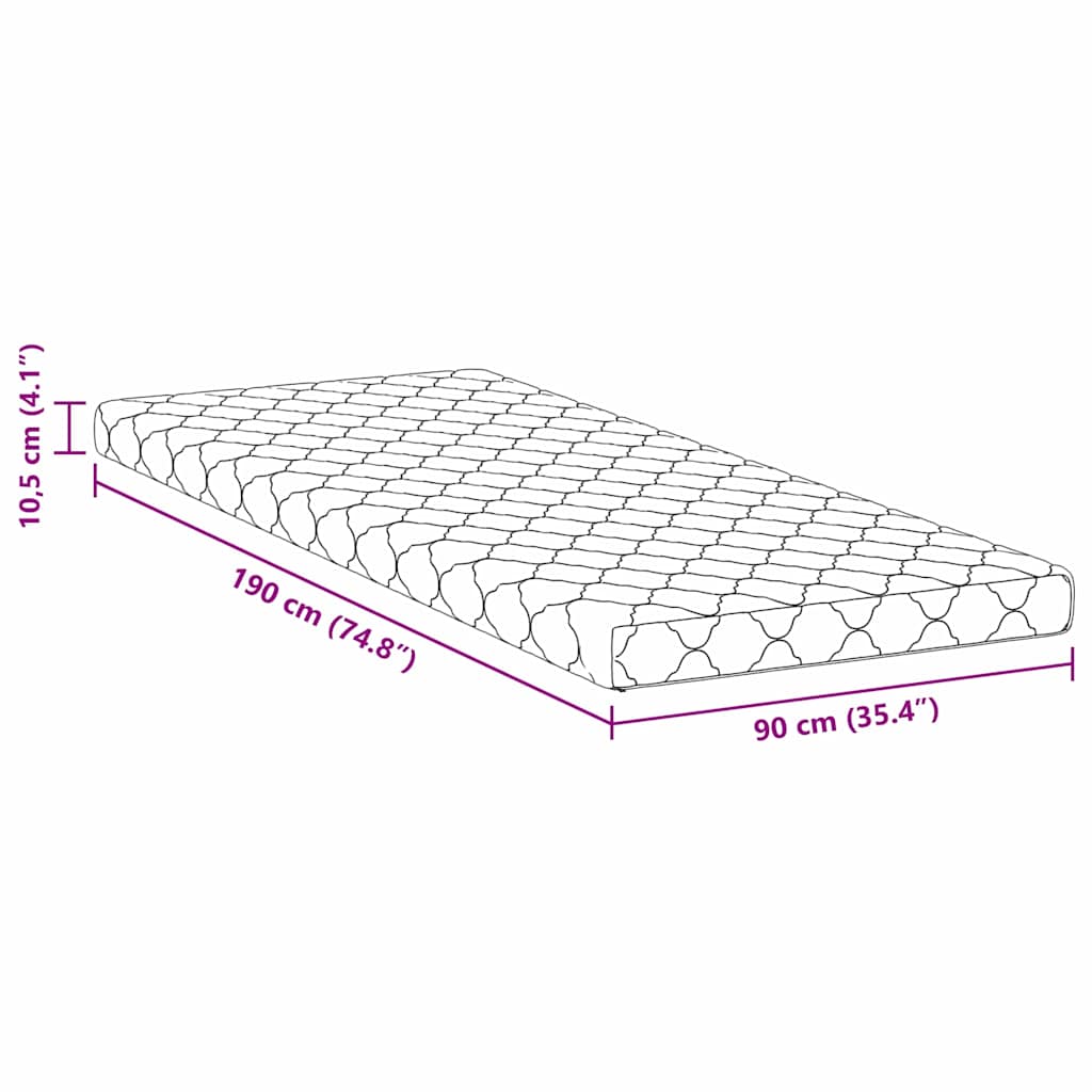 vidaXL Materac Biały 90 x 190 cm Tkanina żakardowa