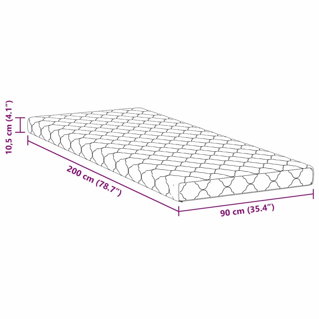 vidaXL Materac Biały 90 x 200 cm Tkanina żakardowa