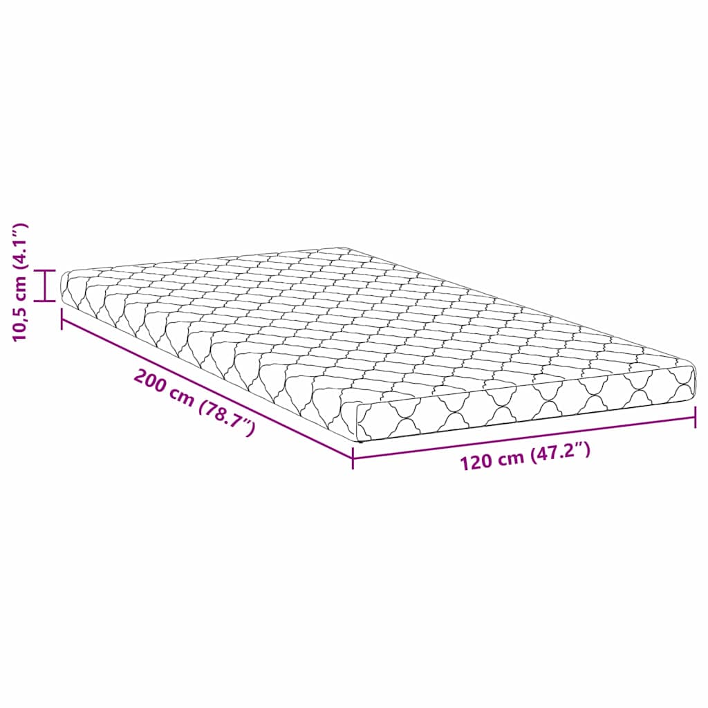 vidaXL Materac Biały 120 x 200 cm Tkanina żakardowa
