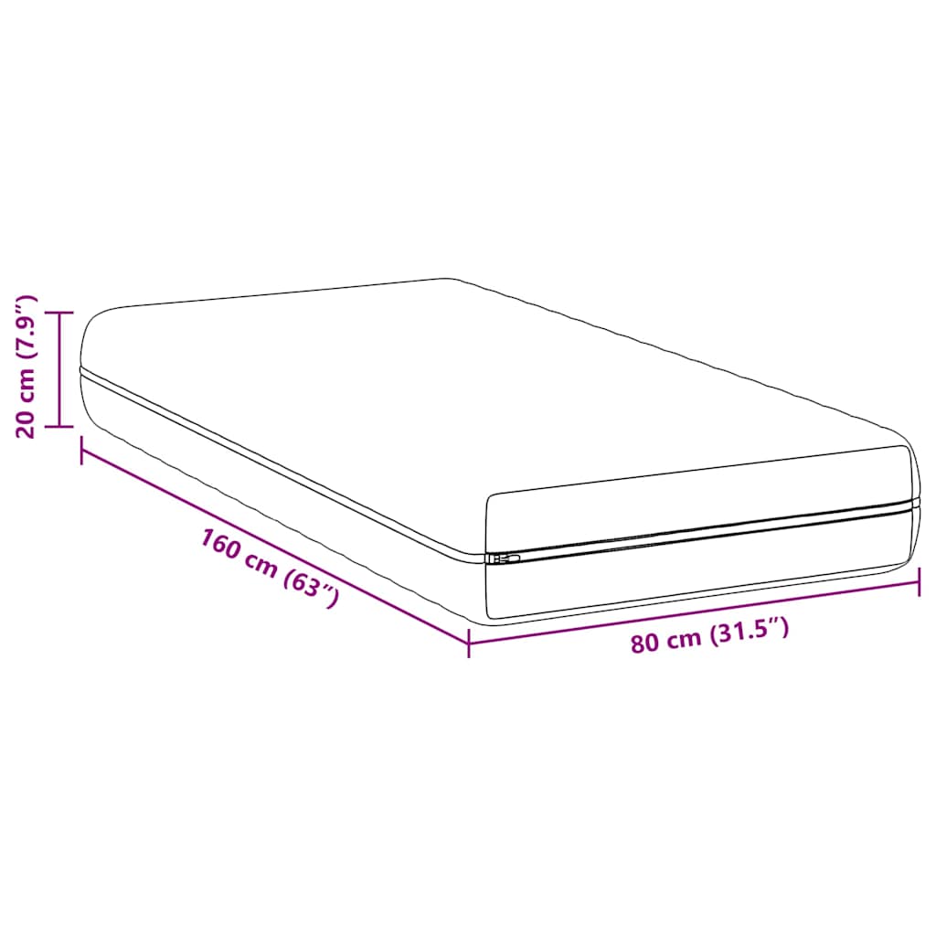 vidaXL Materac Biały 80 x 160 cm Sprężyna kieszeniowa