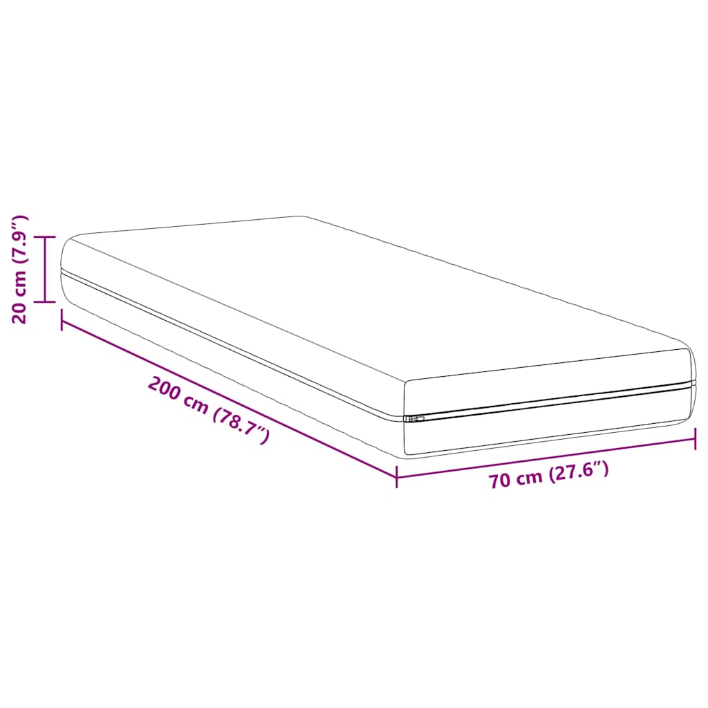 vidaXL Materac Biały 70 x 200 cm Sprężyna kieszeniowa