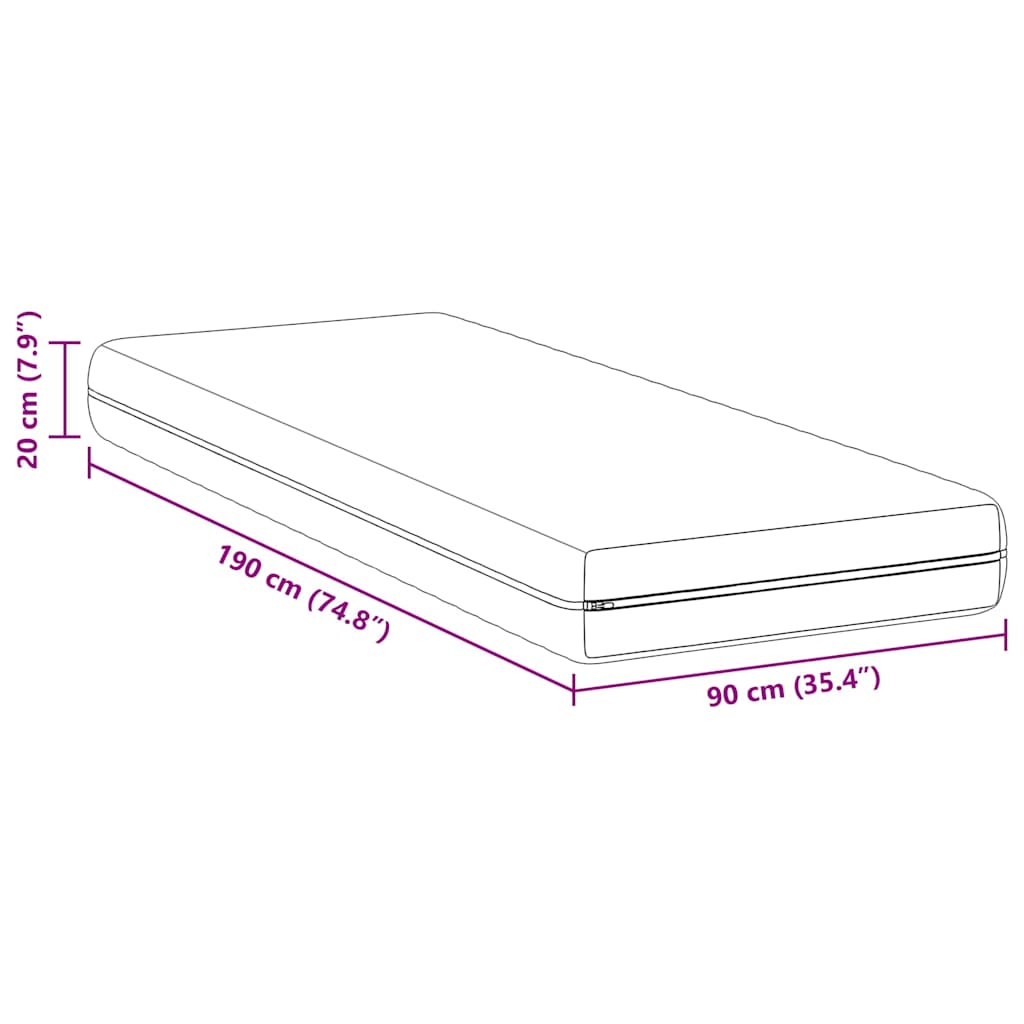 vidaXL Materac Biały 90 x 190 cm Sprężyna kieszeniowa