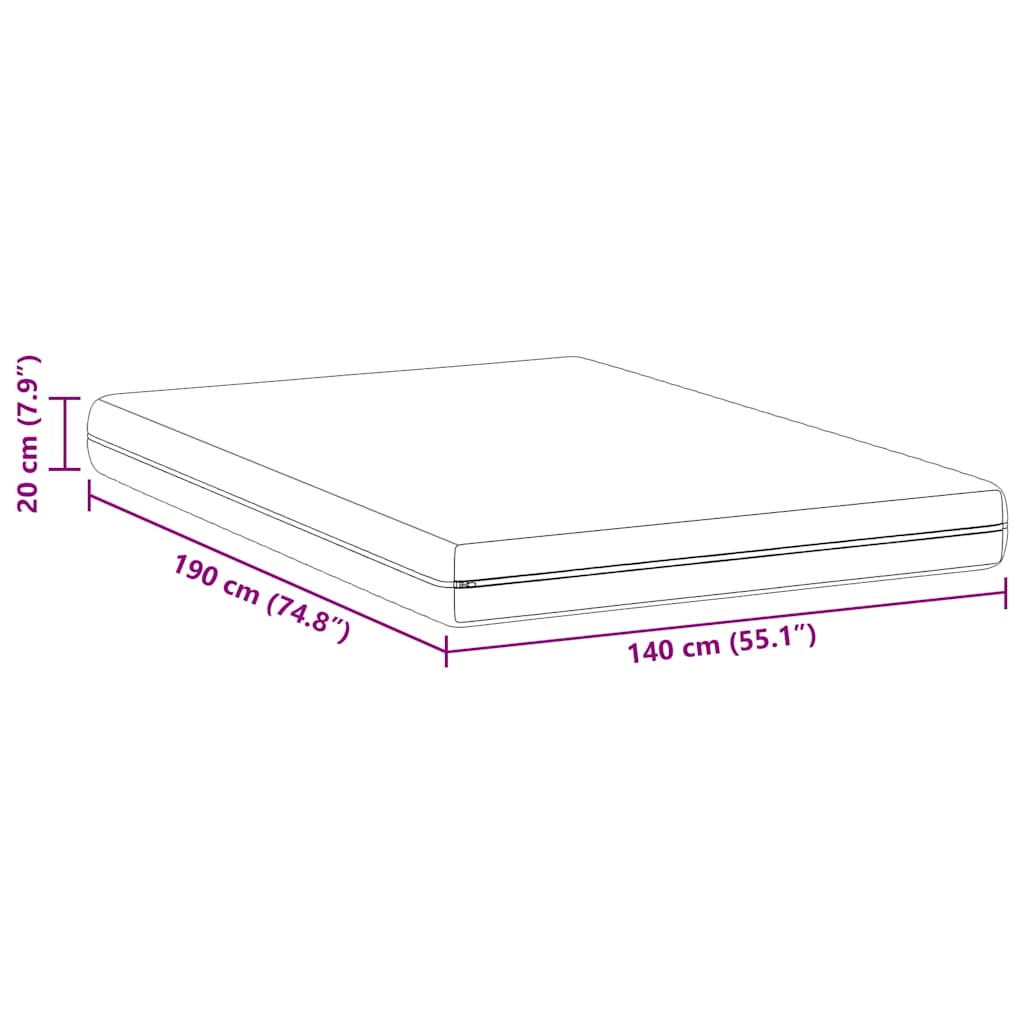 vidaXL Materac Biały 140 x 190 cm Sprężyna kieszeniowa