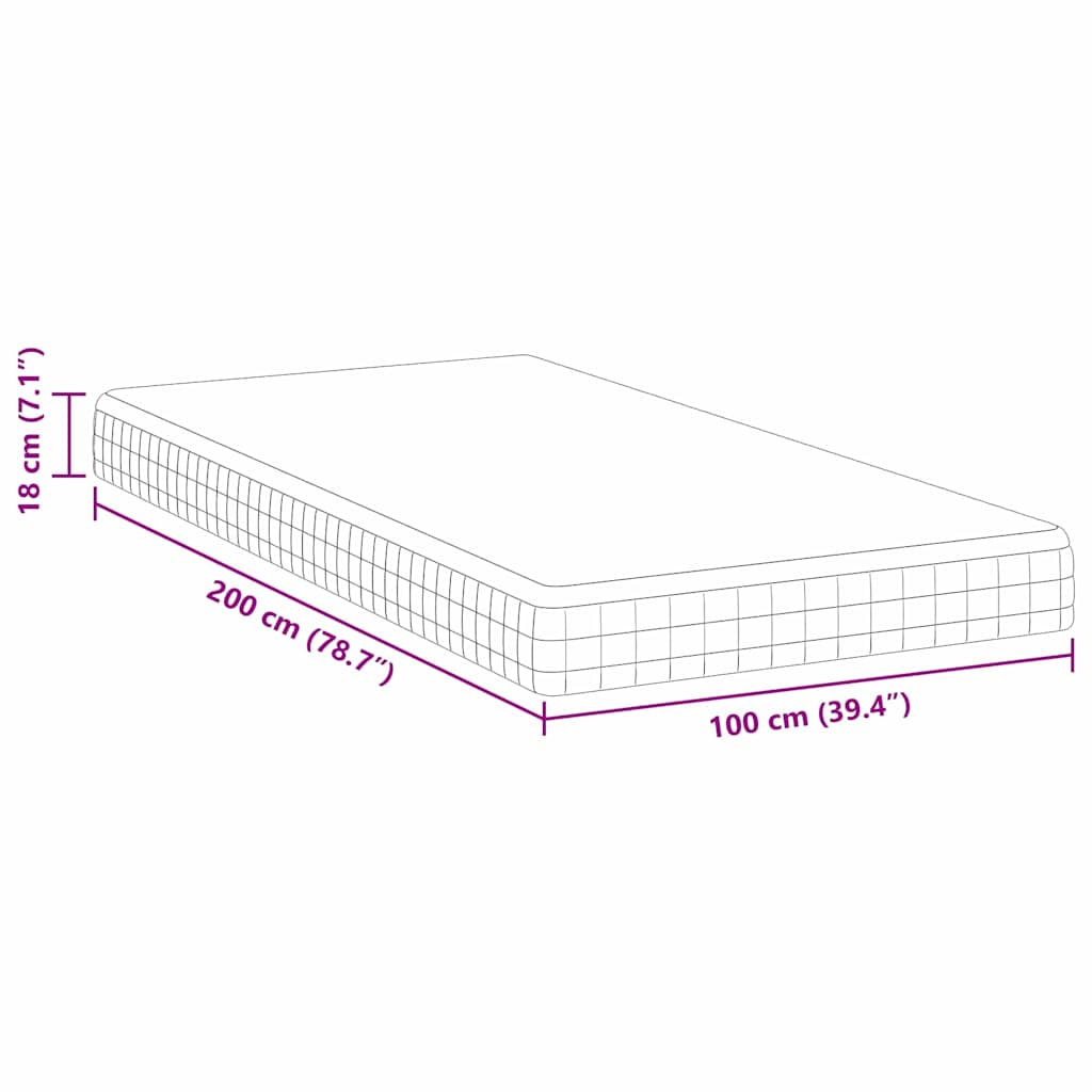 vidaXL Materac Biały i szary 100 x 200 cm Sprężyna Bonell