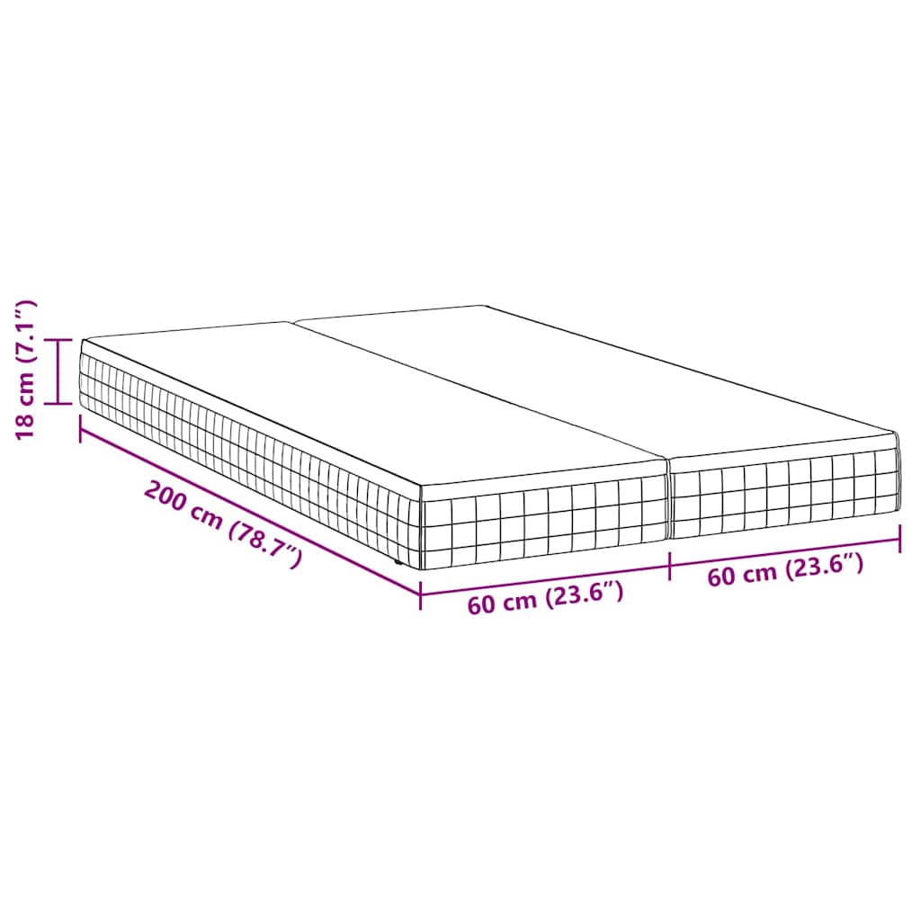 vidaXL Materac 2 pcs Biały i szary 60 x 200 cm Sprężyna Bonell