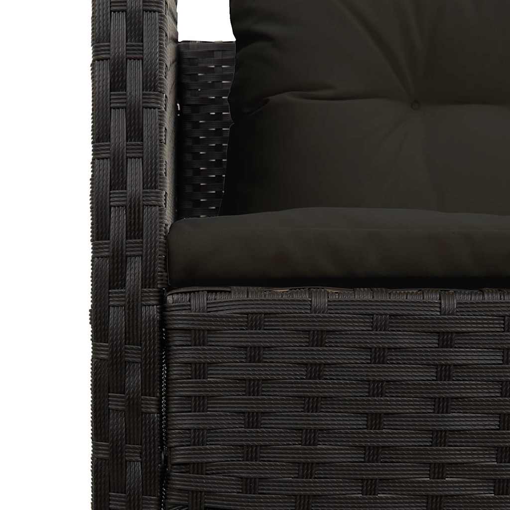 vidaXL Zestaw Sof na Ogród z poduszką 6 pcs Czarny polirattan