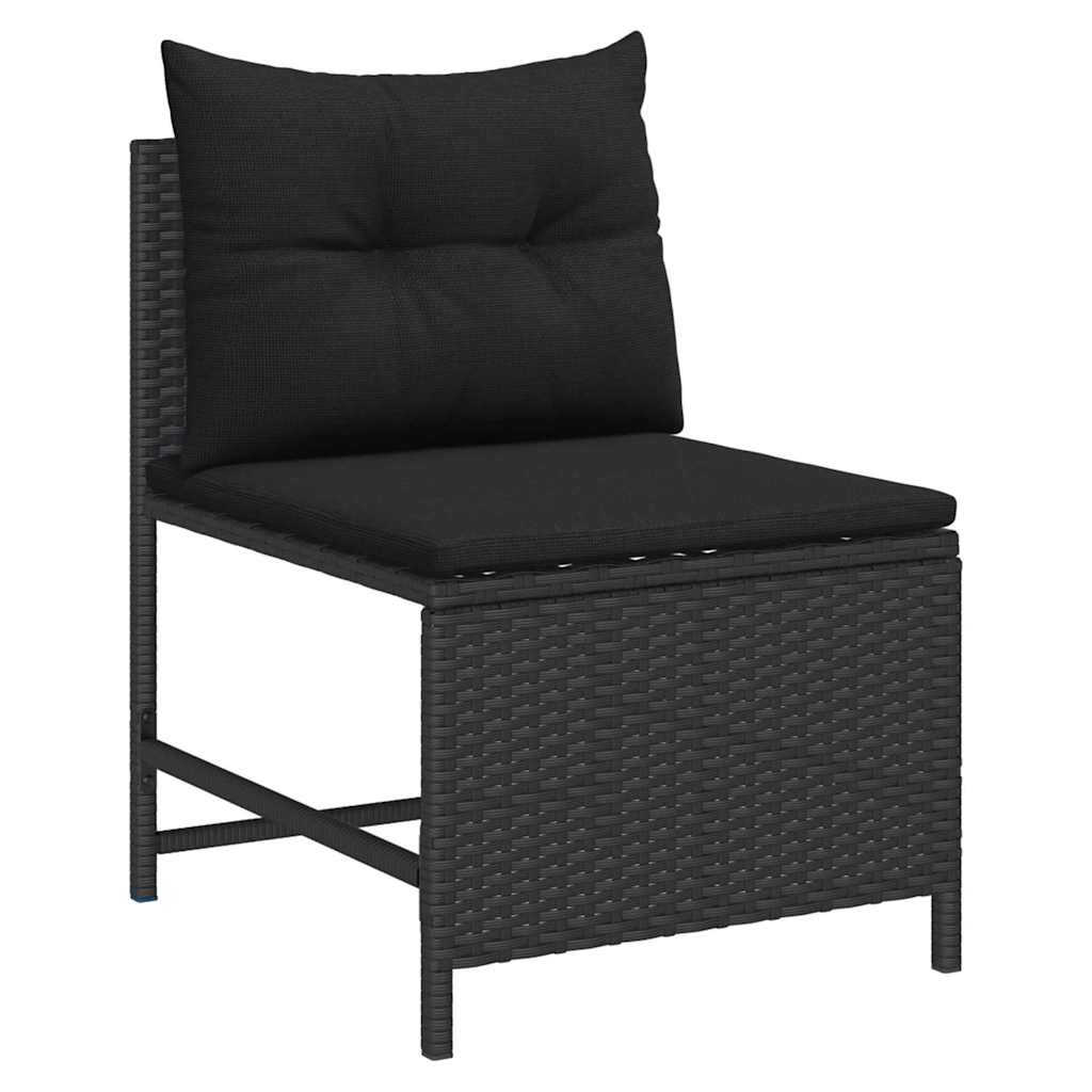 vidaXL Zestaw Sof na Ogród z poduszką 6 pcs Czarny polirattan