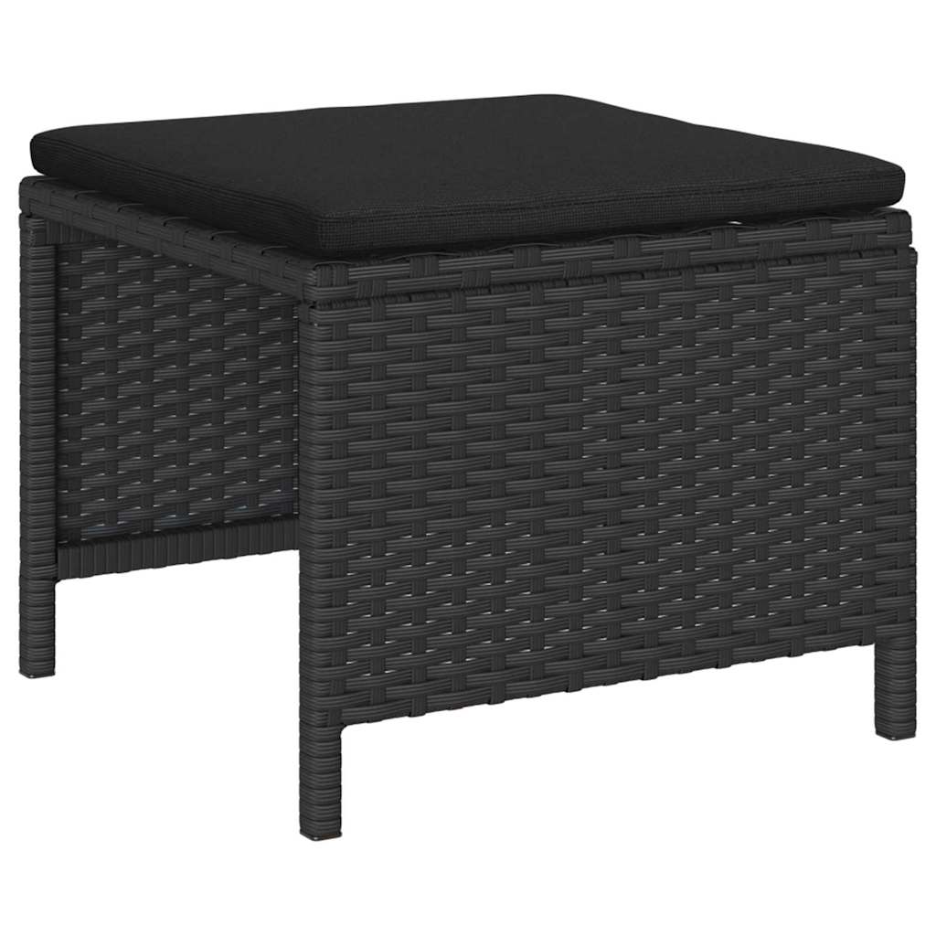 vidaXL Zestaw Sof na Ogród z poduszką 6 pcs Czarny polirattan