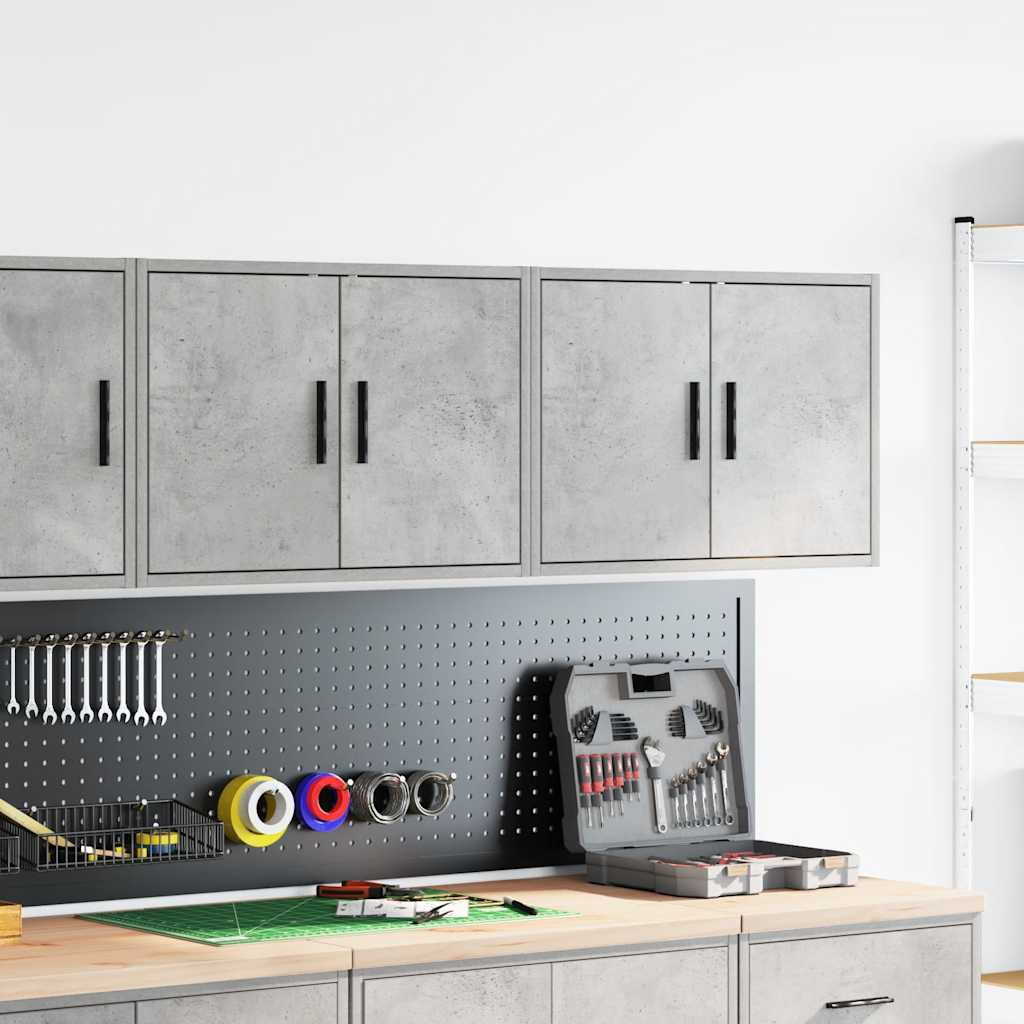 vidaXL Garażowe szafki ścienne 2 szt. Beton Szary Drewno klejone