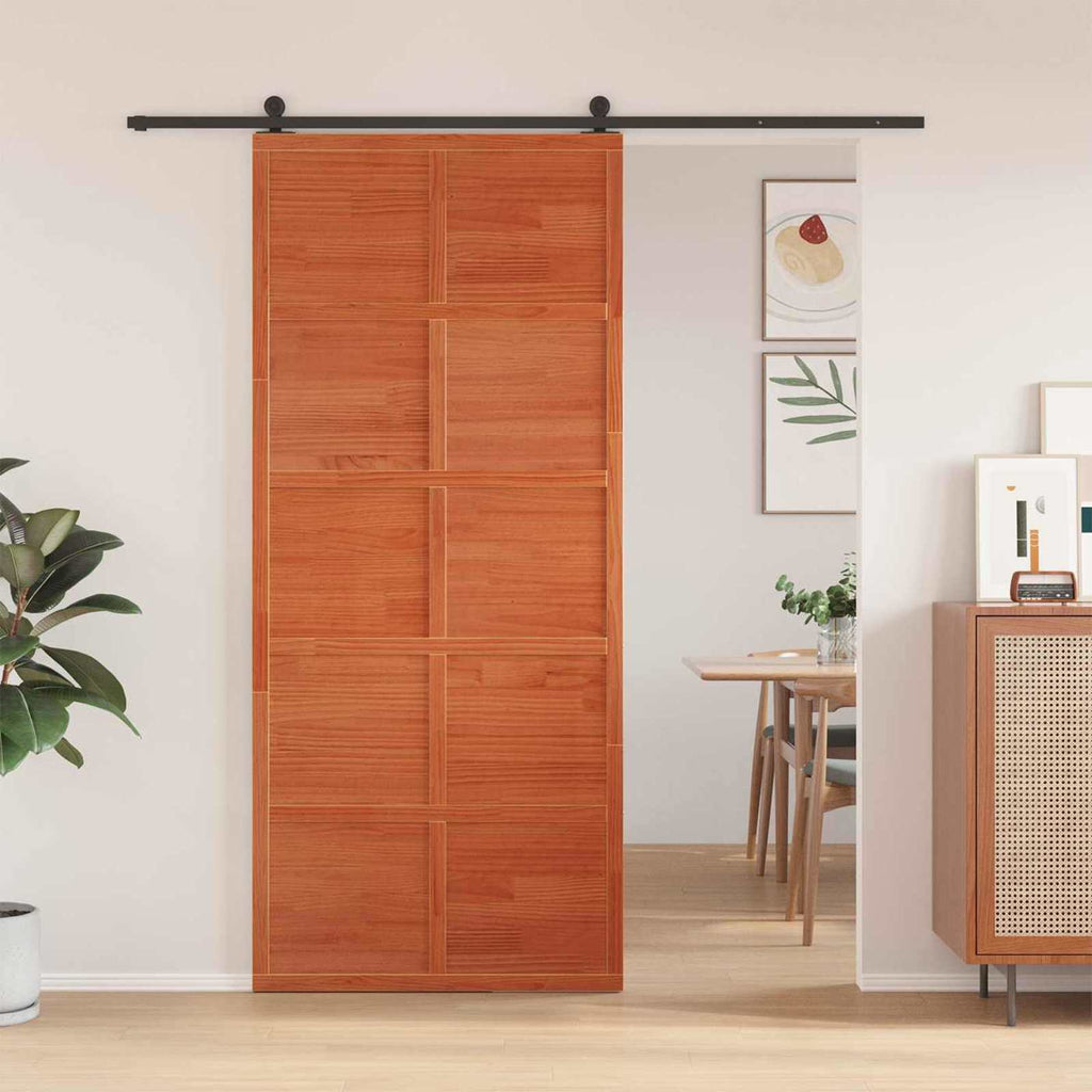 vidaXL Drzwi do stodoły Sosna woskowana 90 x 208 cm