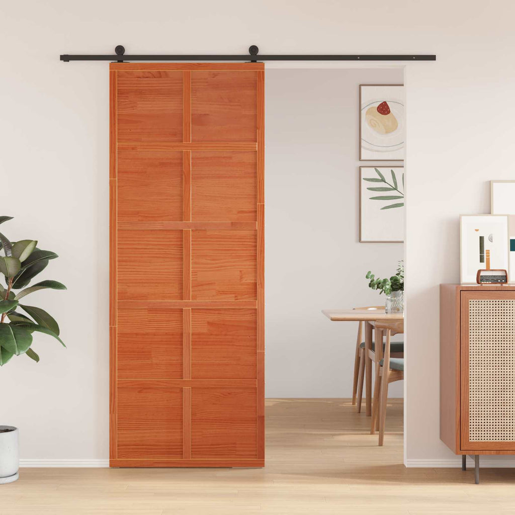 vidaXL Drzwi do stodoły Sosna woskowana 80 x 208 cm