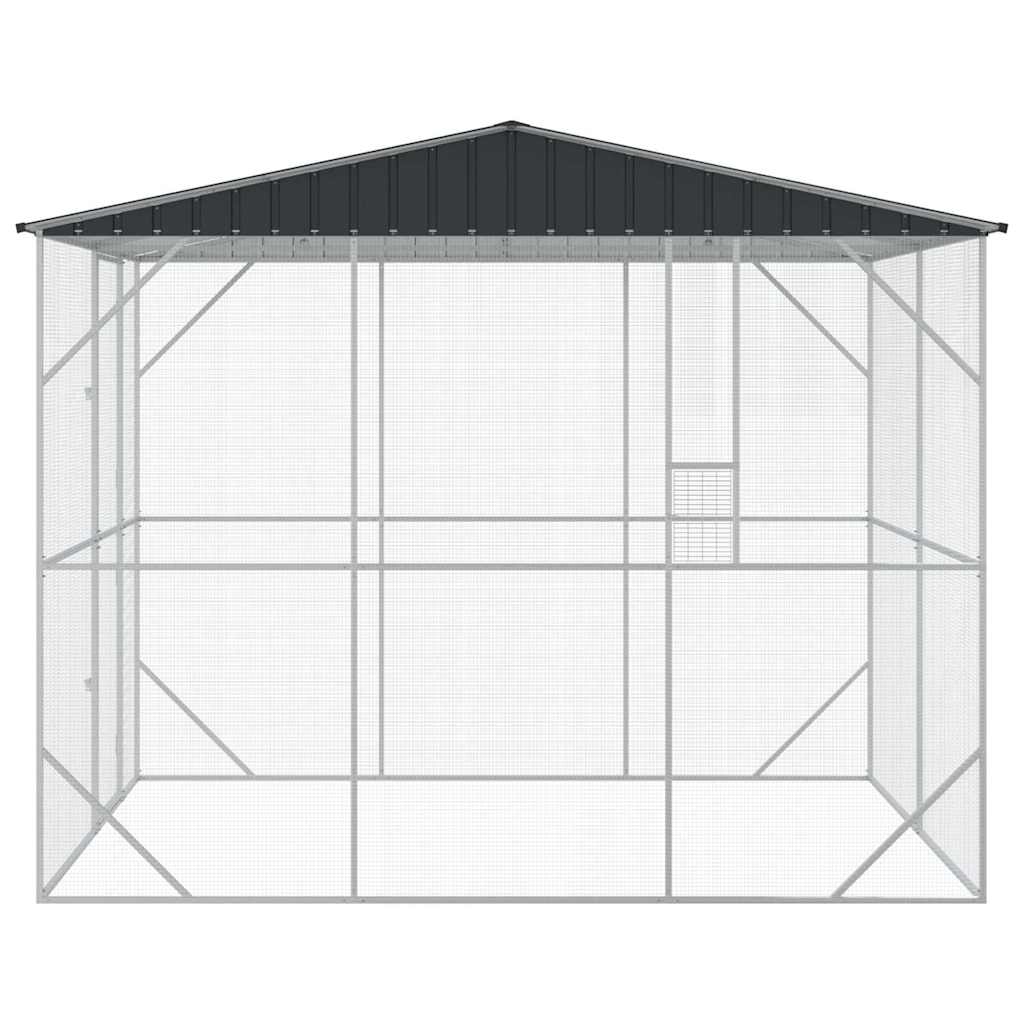 vidaXL Klatka dla ptaków z przechowywaniem Antracyt 227 x 310 x 247 cm