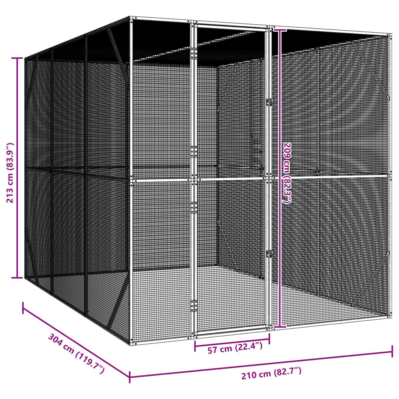 vidaXL Klatka dla ptaków z przechowywaniem Antracyt 210 x 304 x 213 cm