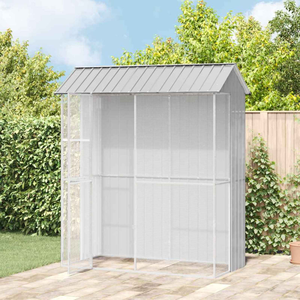 vidaXL Klatka dla ptaków Szary 215 x 110 x 247 cm Stal Galwanizowana