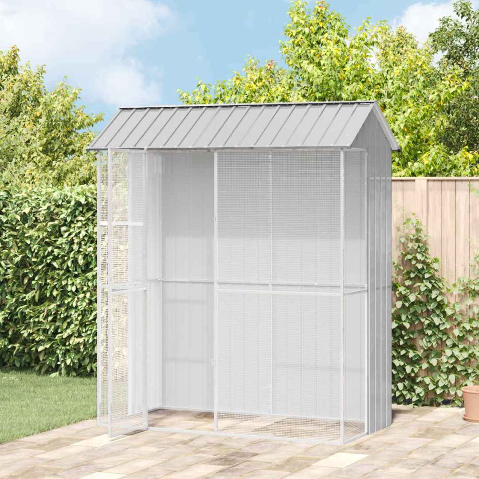 vidaXL Klatka dla ptaków Szary 215 x 110 x 247 cm Stal Galwanizowana