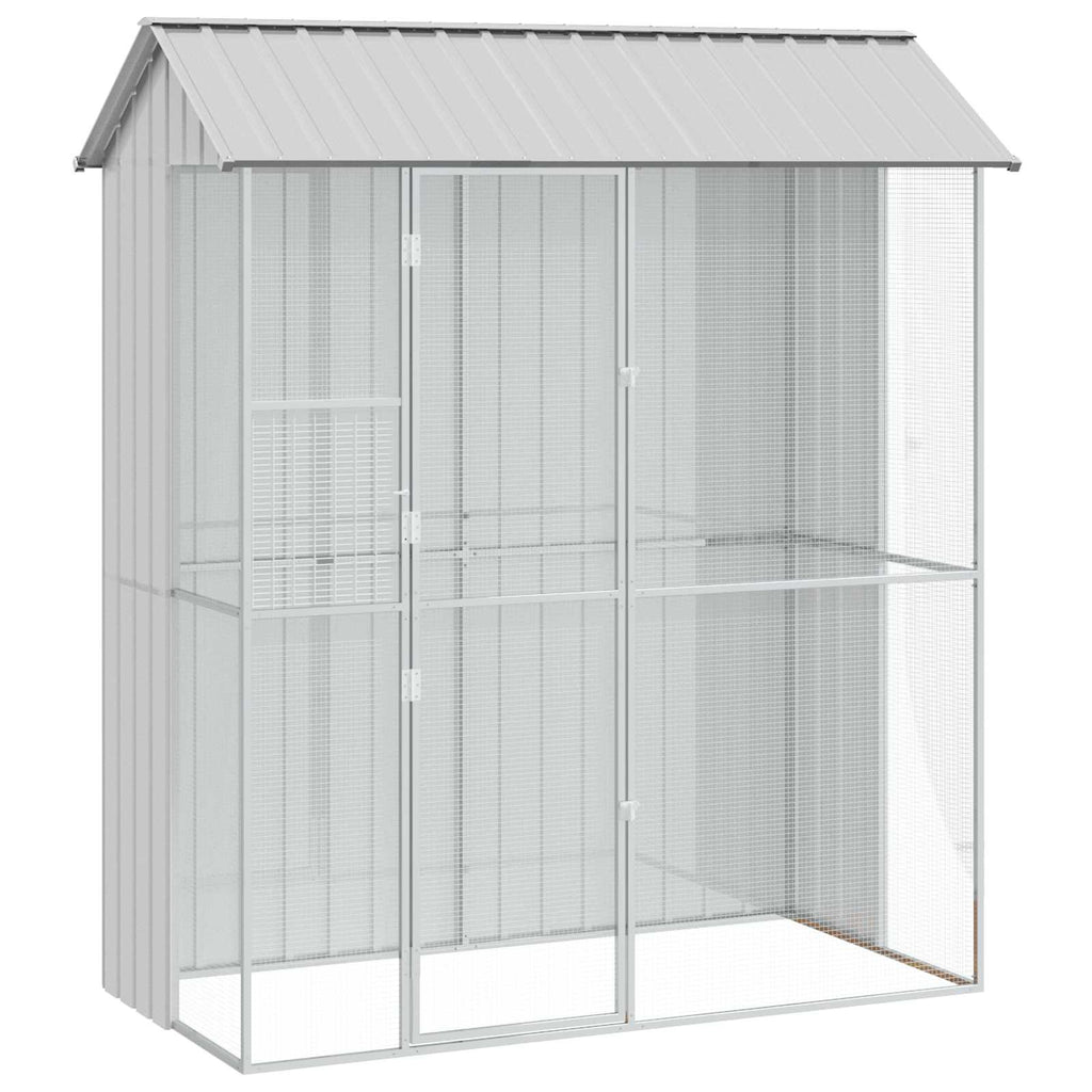 vidaXL Klatka dla ptaków Szary 215 x 110 x 247 cm Stal Galwanizowana