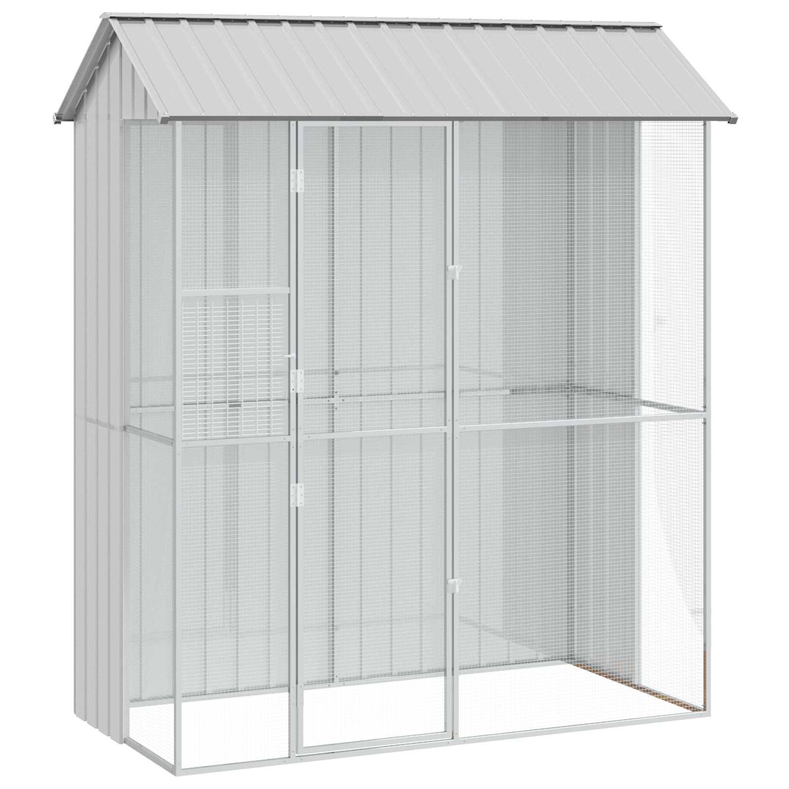 vidaXL Klatka dla ptaków Szary 215 x 110 x 247 cm Stal Galwanizowana