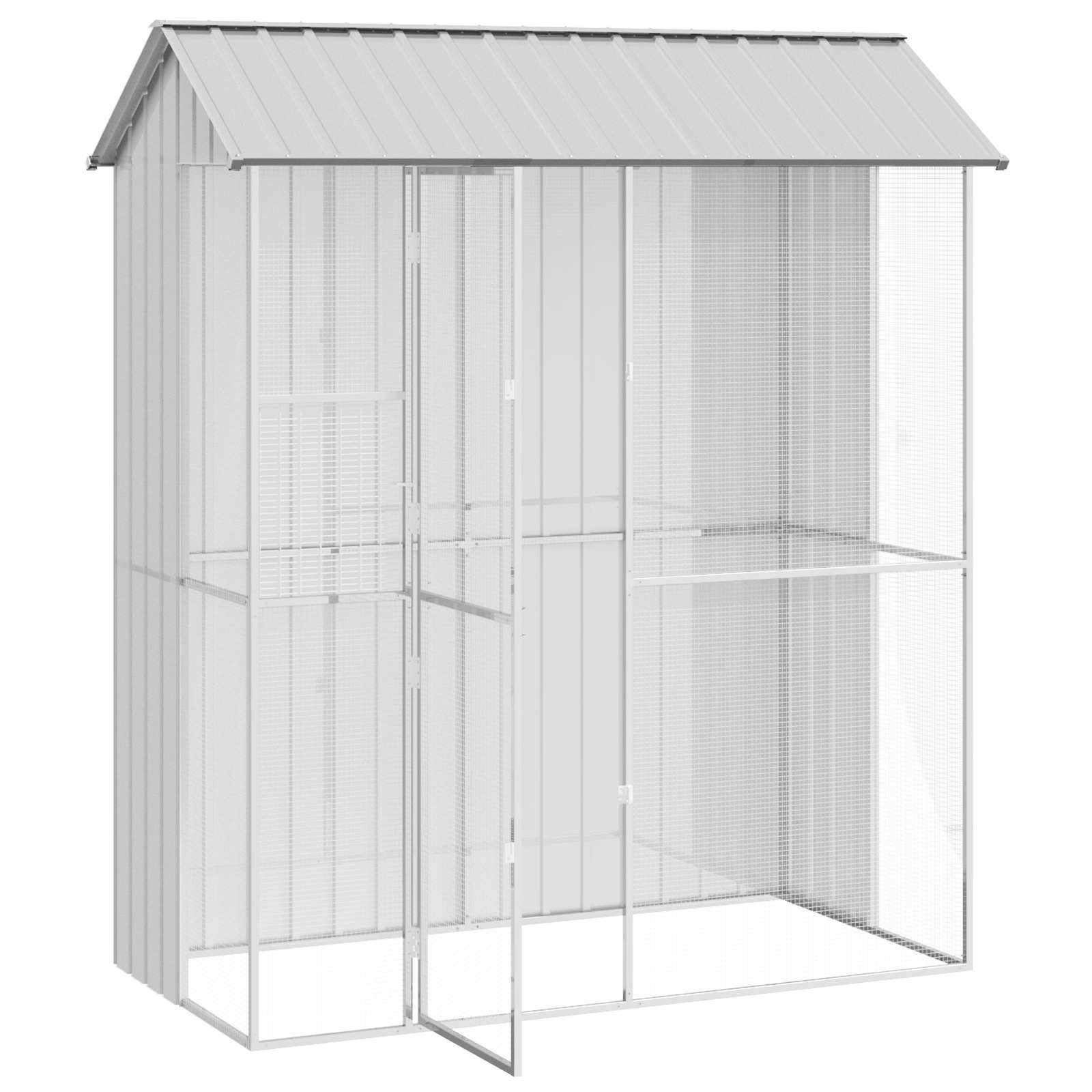 vidaXL Klatka dla ptaków Szary 215 x 110 x 247 cm Stal Galwanizowana