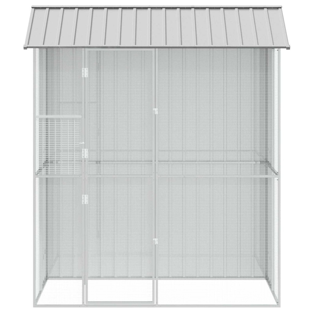 vidaXL Klatka dla ptaków Szary 215 x 110 x 247 cm Stal Galwanizowana
