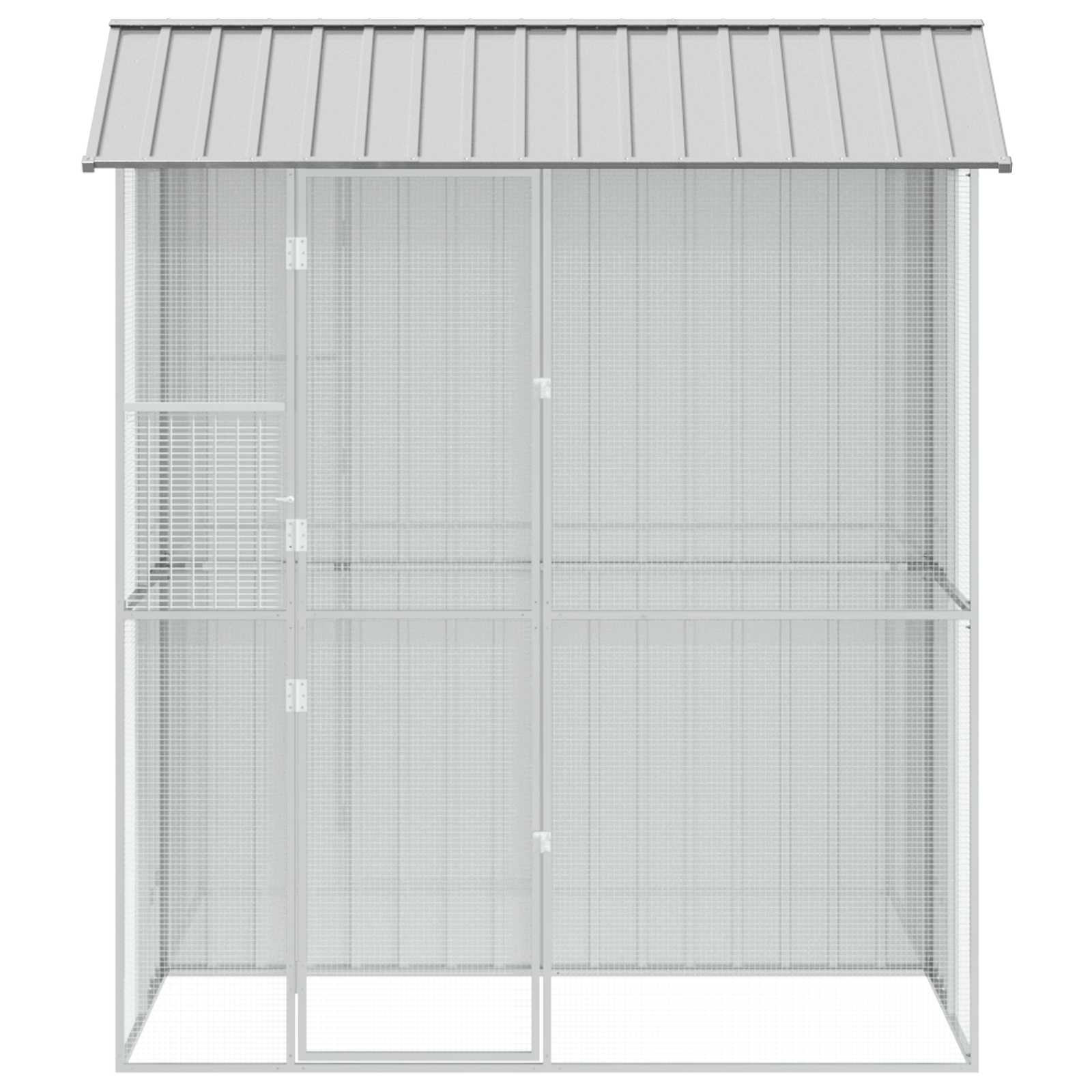 vidaXL Klatka dla ptaków Szary 215 x 110 x 247 cm Stal Galwanizowana
