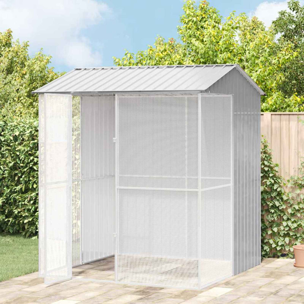 vidaXL Klatka dla ptaków Szary 215 x 210 x 247 cm Stal Galwanizowana