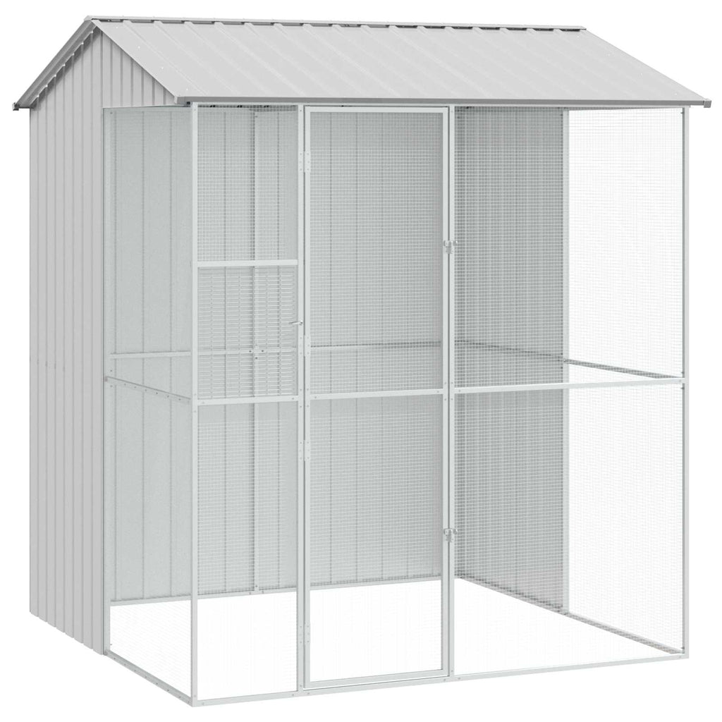 vidaXL Klatka dla ptaków Szary 215 x 210 x 247 cm Stal Galwanizowana
