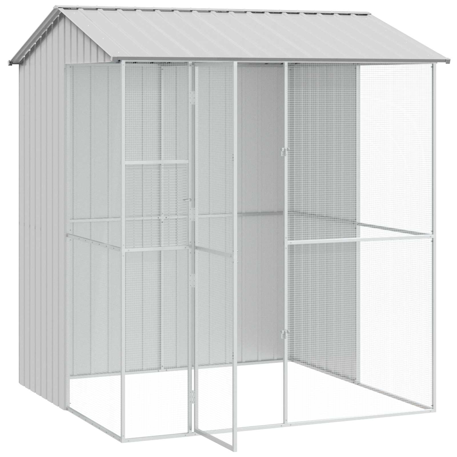 vidaXL Klatka dla ptaków Szary 215 x 210 x 247 cm Stal Galwanizowana