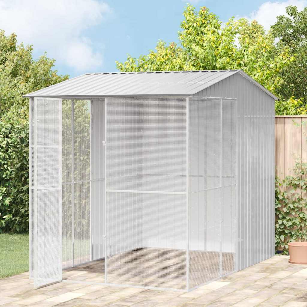 vidaXL Klatka dla ptaków Szary 215 x 310 x 247 cm Stal Galwanizowana