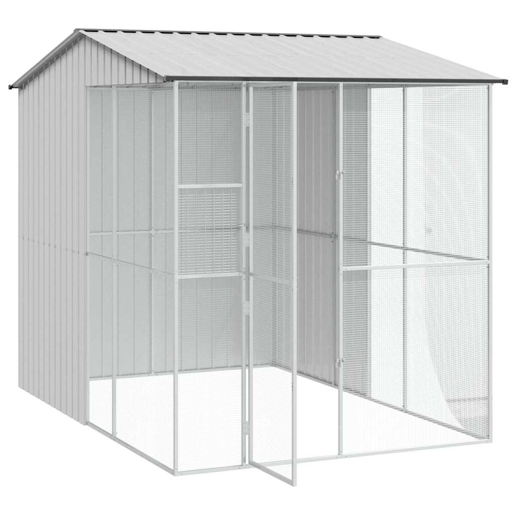 vidaXL Klatka dla ptaków Szary 215 x 310 x 247 cm Stal Galwanizowana