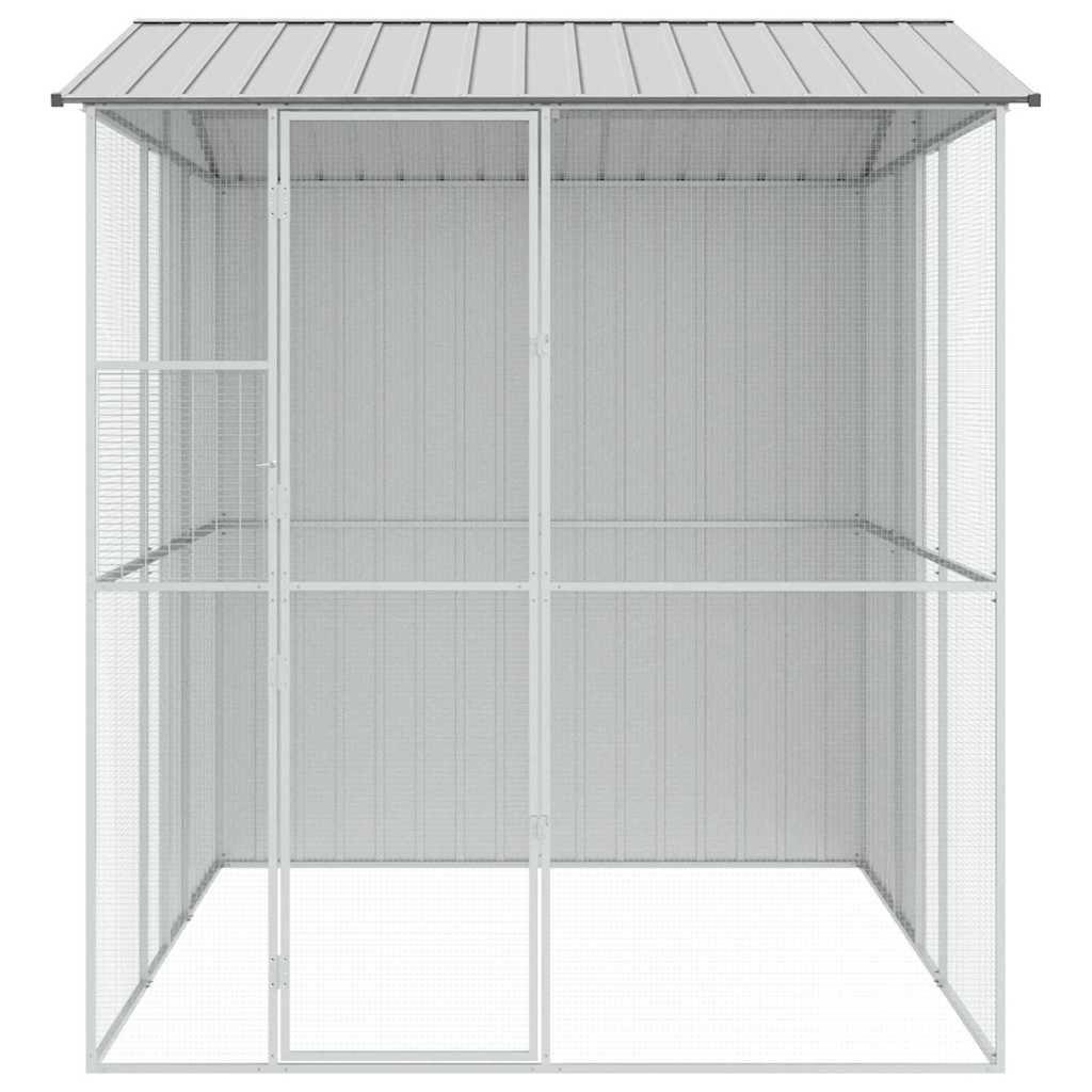 vidaXL Klatka dla ptaków Szary 215 x 310 x 247 cm Stal Galwanizowana