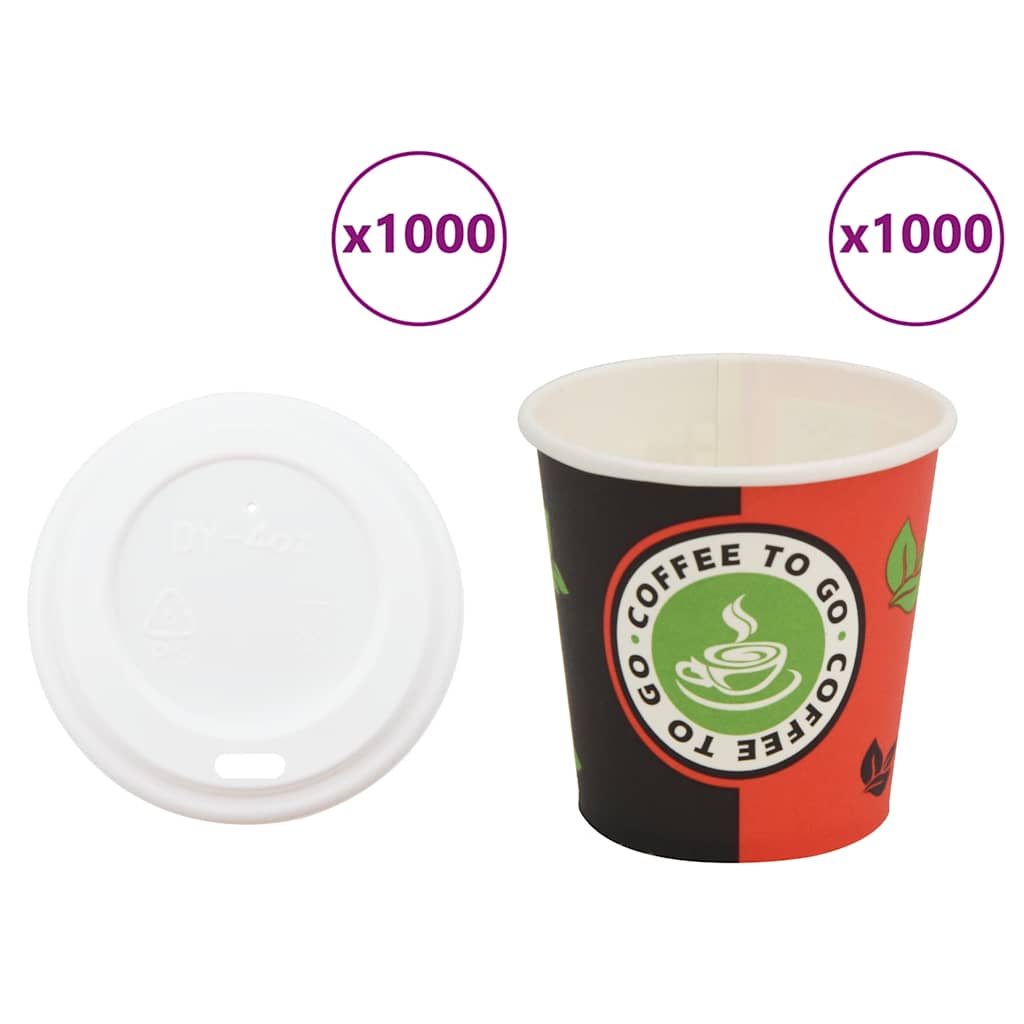 vidaXL Papierowe kubki z pokrywkami, 1000 szt., 4oz, 120ml