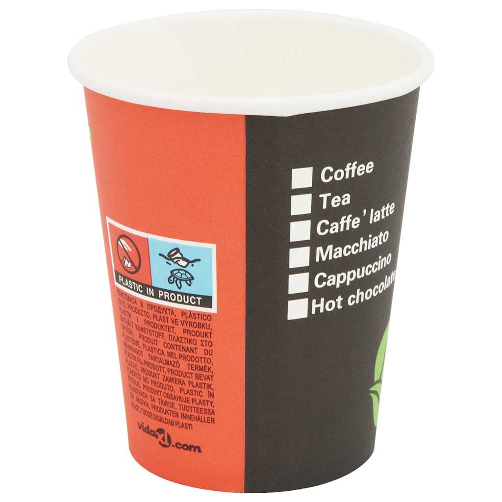 vidaXL Papierowe kubki z pokrywkami, 1000 szt., 8oz, 240ml