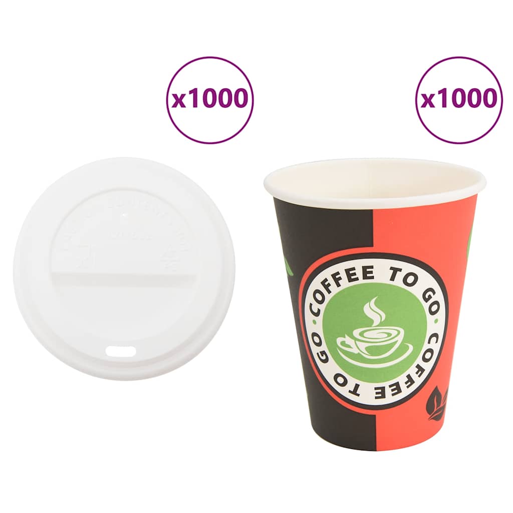 vidaXL Papierowe kubki z pokrywkami, 1000 szt., 4oz, 100ml