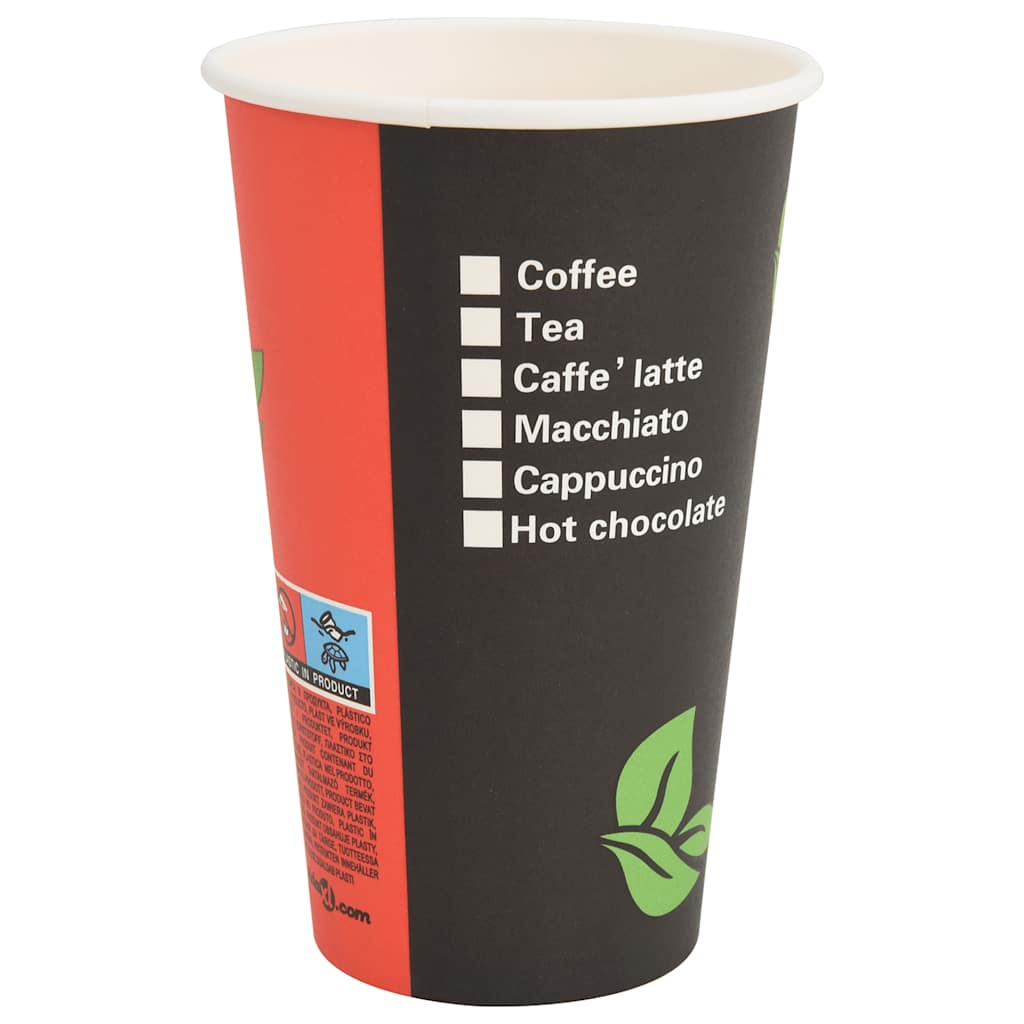 vidaXL Papierowe kubki z pokrywkami, 1000 szt., 16oz, 400ml