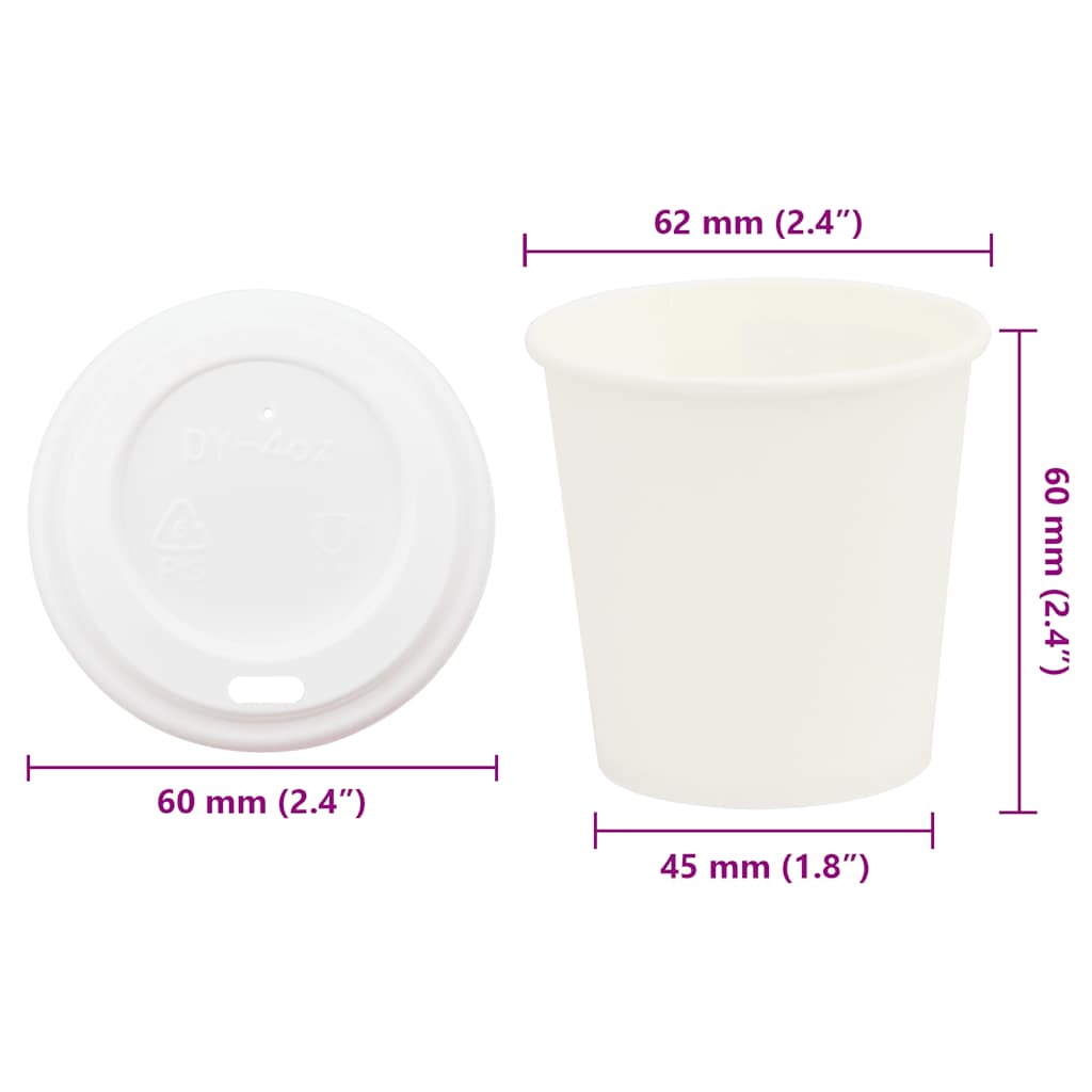 vidaXL Papierowe kubki z pokrywkami, 1000 szt., 4oz, 100ml