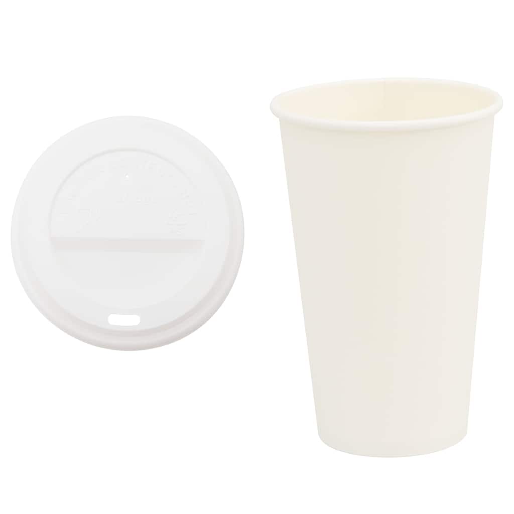 vidaXL Papierowe kubki z pokrywkami, 1000 szt., 16oz, 400ml