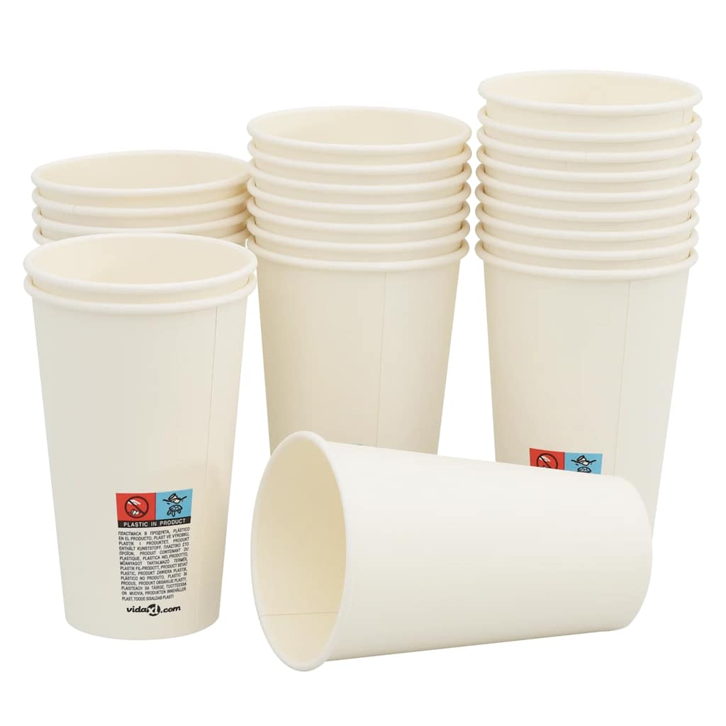 vidaXL Papierowe kubki z pokrywkami, 1000 szt., 16oz, 400ml