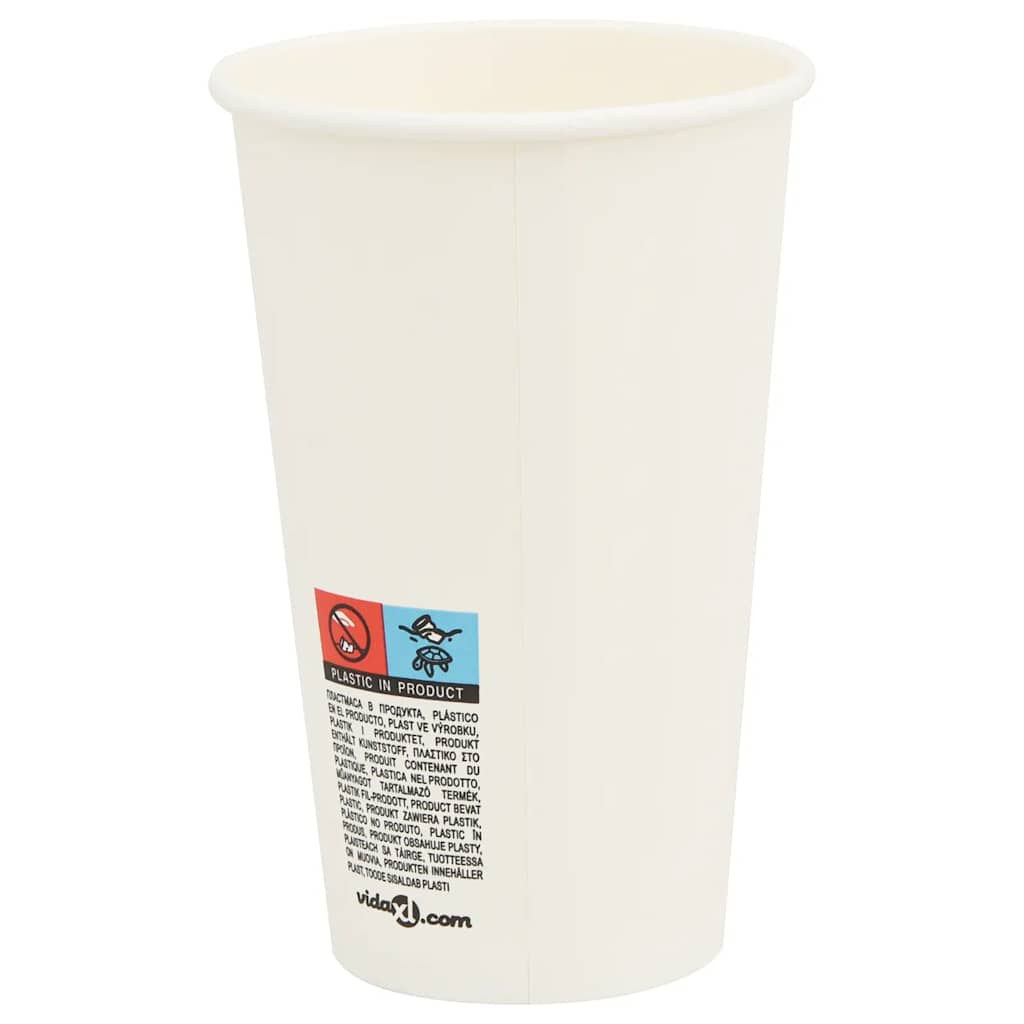 vidaXL Papierowe kubki z pokrywkami, 1000 szt., 16oz, 400ml