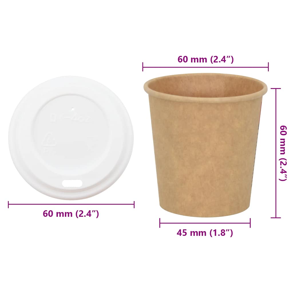 vidaXL Papierowe kubki z pokrywkami, 1000 szt., 4oz, 100ml